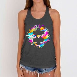 Autism Puzzle Support Autism Awareness Day Autistic ASD Women's Knotted Racerback Tank