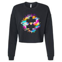 Autism Puzzle Support Autism Awareness Day Autistic ASD Cropped Pullover Crew