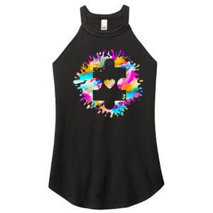 Autism Puzzle Support Autism Awareness Day Autistic ASD Women's Perfect Tri Rocker Tank