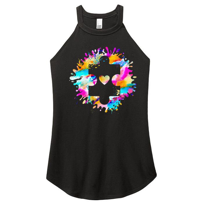 Autism Puzzle Support Autism Awareness Day Autistic ASD Women's Perfect Tri Rocker Tank