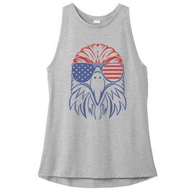 American Patriotic Symbol 4th july American Flag Ladies PosiCharge Tri-Blend Wicking Tank