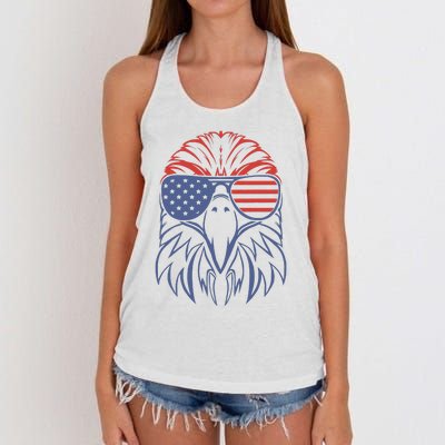 American Patriotic Symbol 4th july American Flag Women's Knotted Racerback Tank