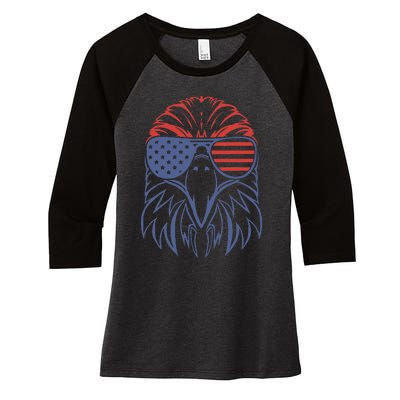 American Patriotic Symbol 4th july American Flag Women's Tri-Blend 3/4-Sleeve Raglan Shirt