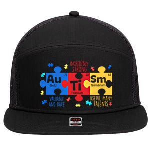 Autism Periodic Table Elets Autism Awareness Meaningful Gift 7 Panel Mesh Trucker Snapback Hat