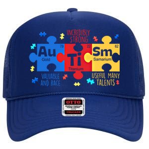 Autism Periodic Table Elets Autism Awareness Meaningful Gift High Crown Mesh Back Trucker Hat