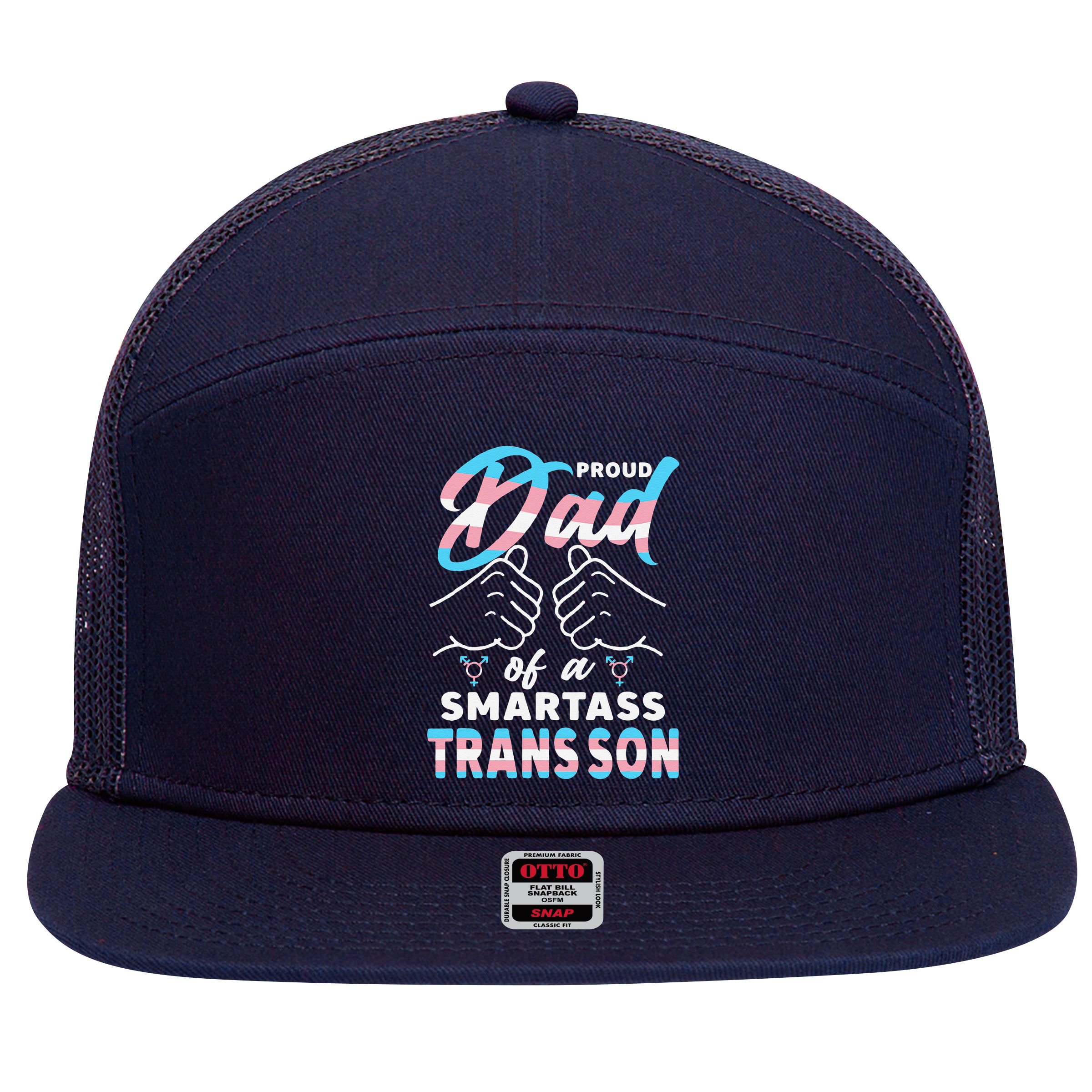 Awesome Proud Transg Dad Pride Lgbt Awareness Fathers Day 7 Panel Mesh Trucker Snapback Hat