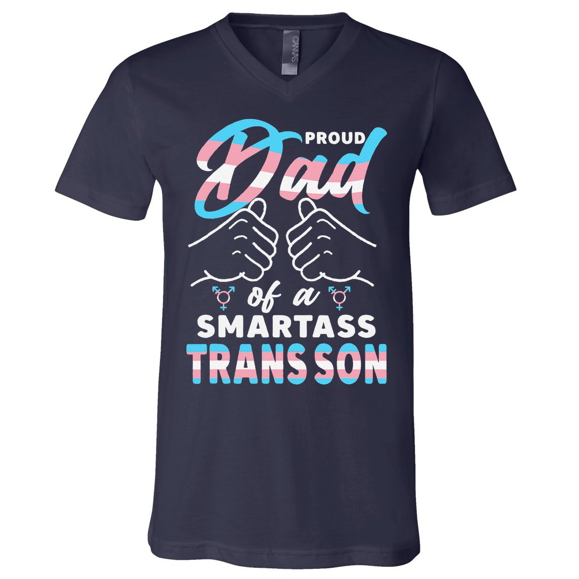 Awesome Proud Transg Dad Pride Lgbt Awareness Fathers Day V-Neck T-Shirt