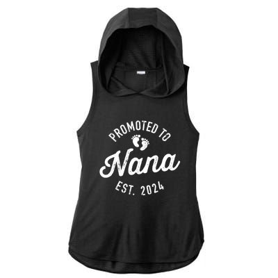 A Promoted To Nana Est. Promoted To Grandma 2024 Again Grandma Pregnancy Est 2024 Ladies PosiCharge Tri-Blend Wicking Draft Hoodie Tank