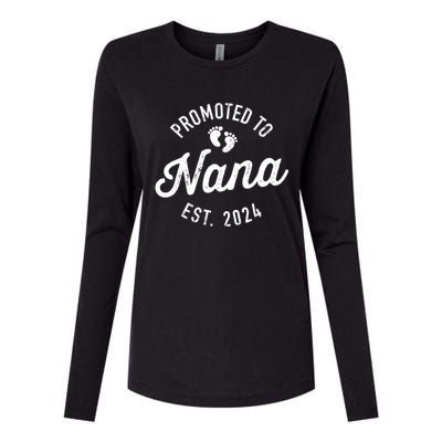 A Promoted To Nana Est. Promoted To Grandma 2024 Again Grandma Pregnancy Est 2024 Womens Cotton Relaxed Long Sleeve T-Shirt