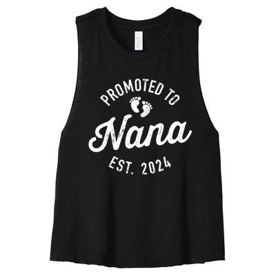 A Promoted To Nana Est. Promoted To Grandma 2024 Again Grandma Pregnancy Est 2024 Women's Racerback Cropped Tank