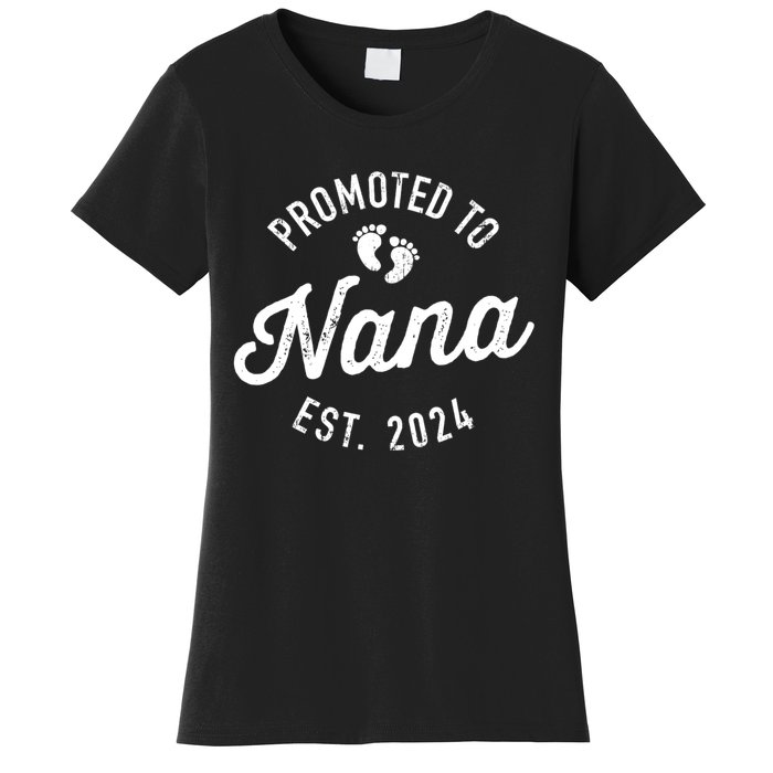 A Promoted To Nana Est. Promoted To Grandma 2024 Again Grandma Pregnancy Est 2024 Women's T-Shirt