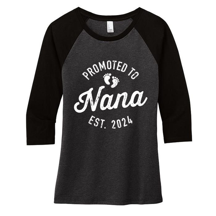 A Promoted To Nana Est. Promoted To Grandma 2024 Again Grandma Pregnancy Est 2024 Women's Tri-Blend 3/4-Sleeve Raglan Shirt