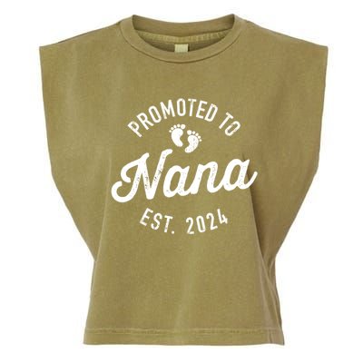 A Promoted To Nana Est. Promoted To Grandma 2024 Again Grandma Pregnancy Est 2024 Garment-Dyed Women's Muscle Tee