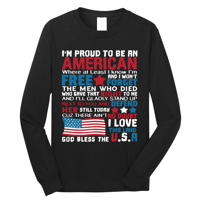 American Proud to be Patriotic featuring USA Flag Merican Long Sleeve Shirt