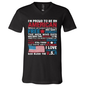 American Proud to be Patriotic featuring USA Flag Merican V-Neck T-Shirt