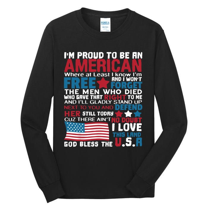 American Proud to be Patriotic featuring USA Flag Merican Tall Long Sleeve T-Shirt