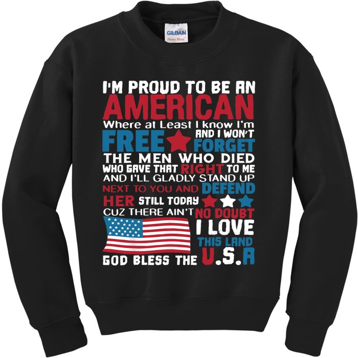 American Proud to be Patriotic featuring USA Flag Merican Kids Sweatshirt