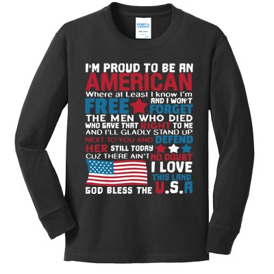 American Proud to be Patriotic featuring USA Flag Merican Kids Long Sleeve Shirt