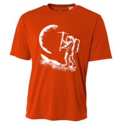 Astronaut Picking The Moon Cooling Performance Crew T-Shirt