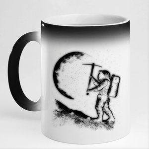 Astronaut Picking The Moon 11oz Black Color Changing Mug