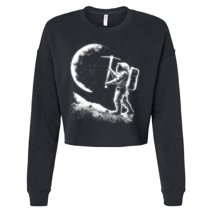 Astronaut Picking The Moon Cropped Pullover Crew