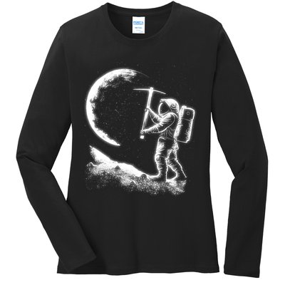 Astronaut Picking The Moon Ladies Long Sleeve Shirt