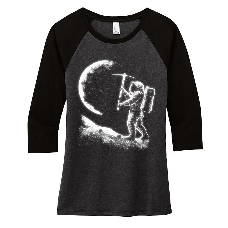 Astronaut Picking The Moon Women's Tri-Blend 3/4-Sleeve Raglan Shirt
