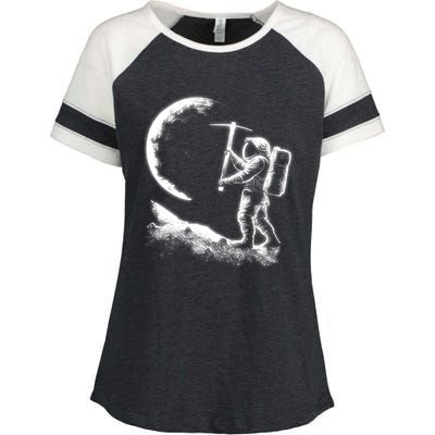 Astronaut Picking The Moon Enza Ladies Jersey Colorblock Tee