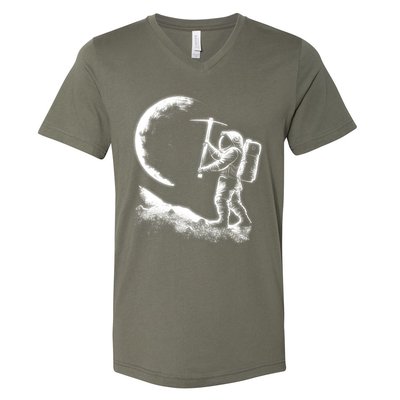 Astronaut Picking The Moon V-Neck T-Shirt