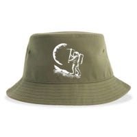 Astronaut Picking The Moon Sustainable Bucket Hat