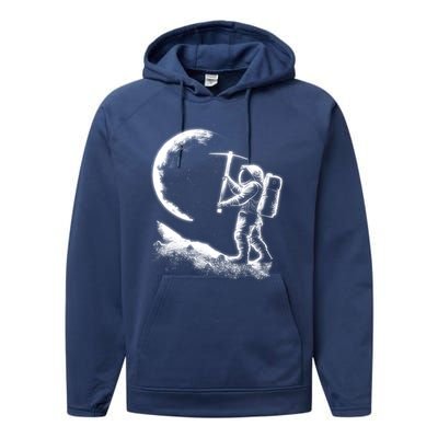 Astronaut Picking The Moon Performance Fleece Hoodie