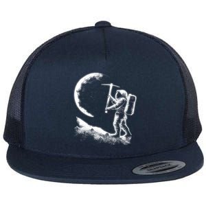 Astronaut Picking The Moon Flat Bill Trucker Hat