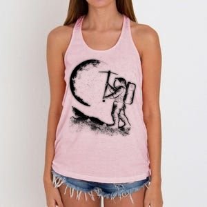 Astronaut Picking The Moon Women's Knotted Racerback Tank