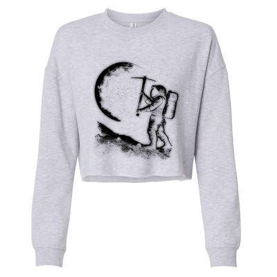 Astronaut Picking The Moon Cropped Pullover Crew