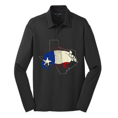 Animal Proud Texan Wildlife Texas United States Armadillo Silk Touch Performance Long Sleeve Polo