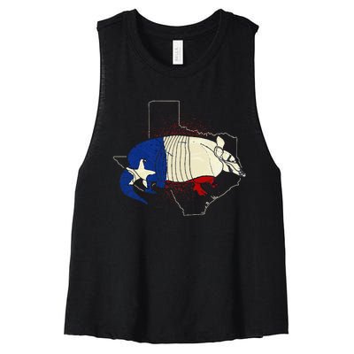 Animal Proud Texan Wildlife Texas United States Armadillo Women's Racerback Cropped Tank