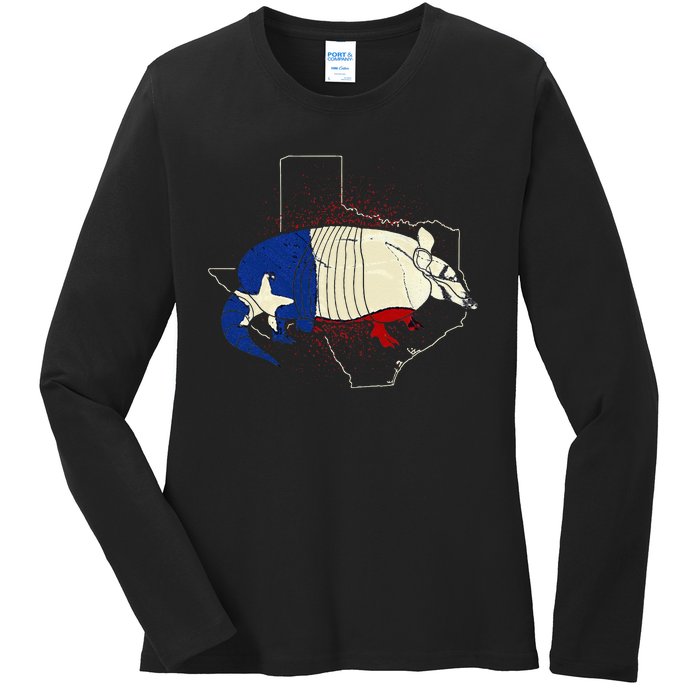 Animal Proud Texan Wildlife Texas United States Armadillo Ladies Long Sleeve Shirt