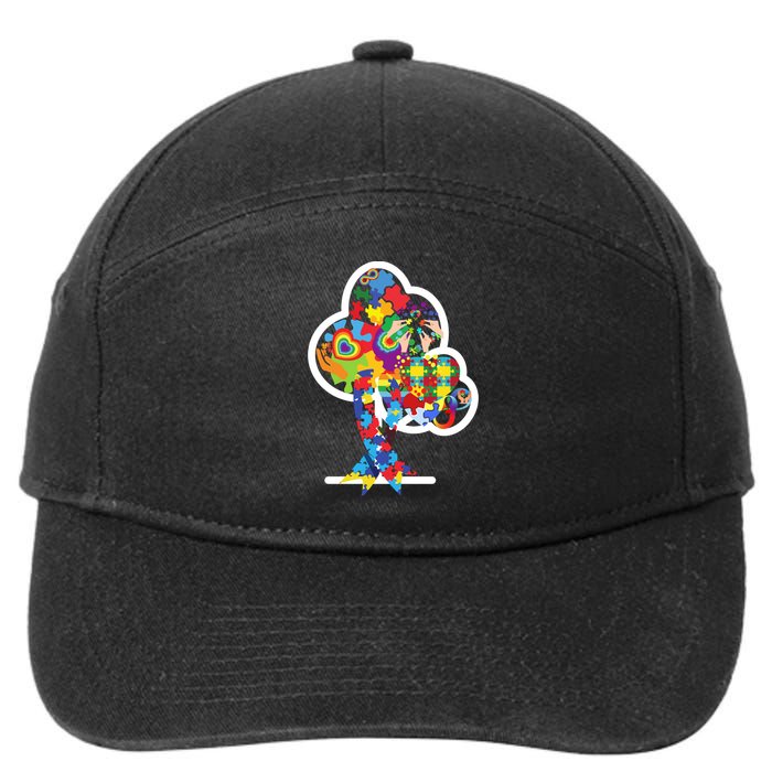 Autism Puzzle Tree Of Life Autism Awareness Month Gift 7-Panel Snapback Hat