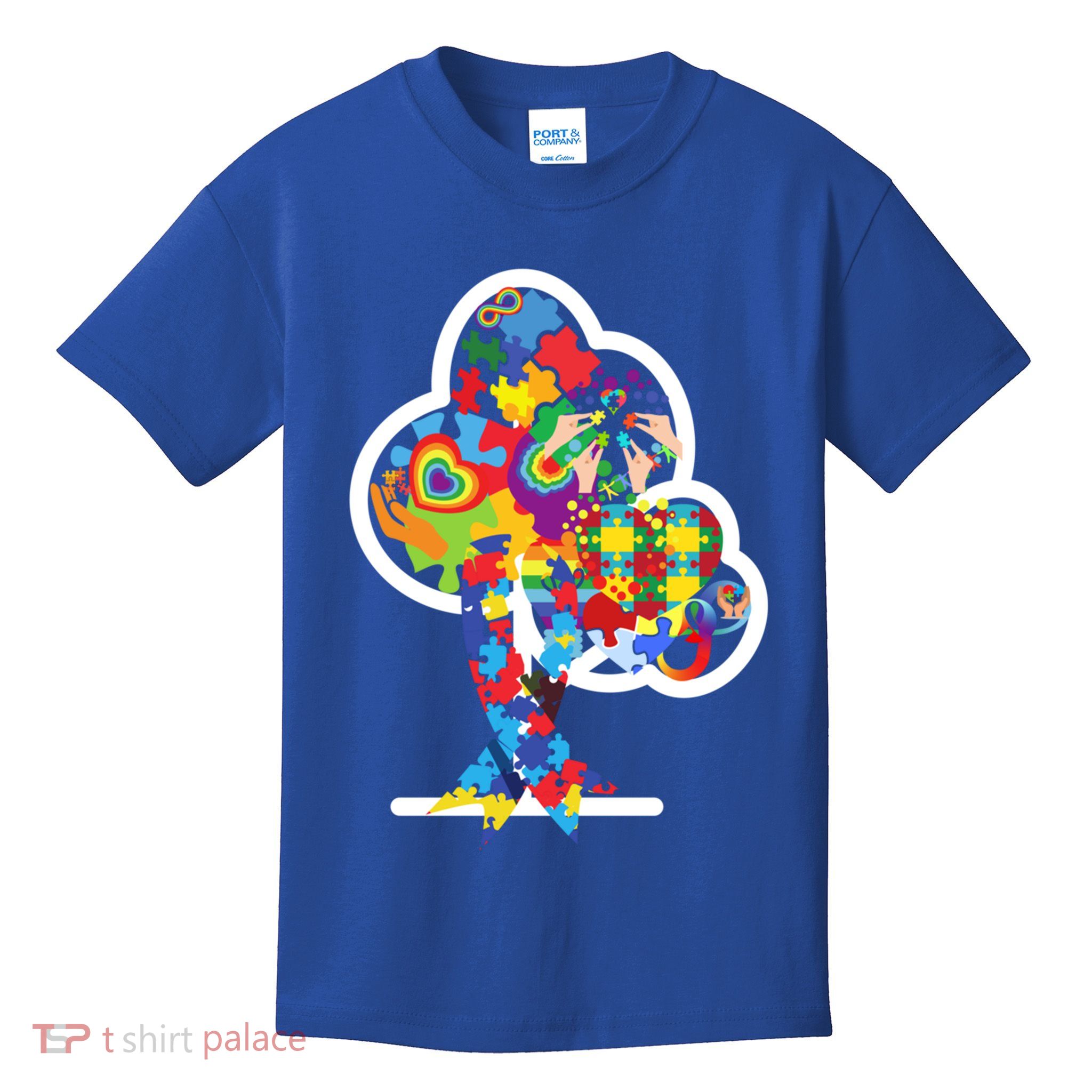 Autism Puzzle Tree Of Life Autism Awareness Month Gift Kids T-Shirt