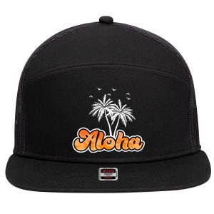 Aloha Palm Trees Hawaii Tropical 7 Panel Mesh Trucker Snapback Hat