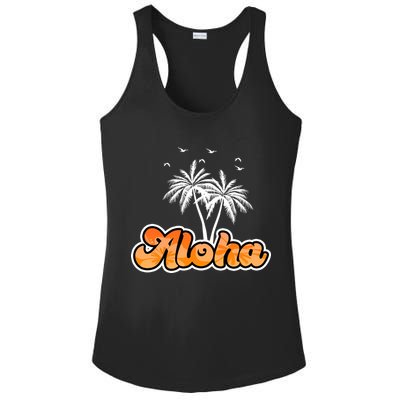 Aloha Palm Trees Hawaii Tropical Ladies PosiCharge Competitor Racerback Tank