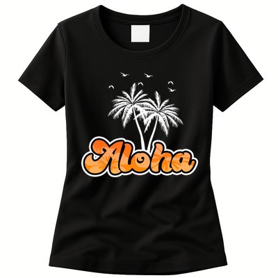 Aloha Palm Trees Hawaii Tropical Womens T-Shirt