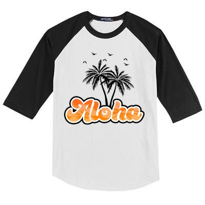 Aloha Palm Trees Hawaii Tropical Kids Colorblock Raglan Jersey