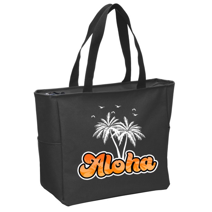 Aloha Palm Trees Hawaii Tropical Zip Tote Bag