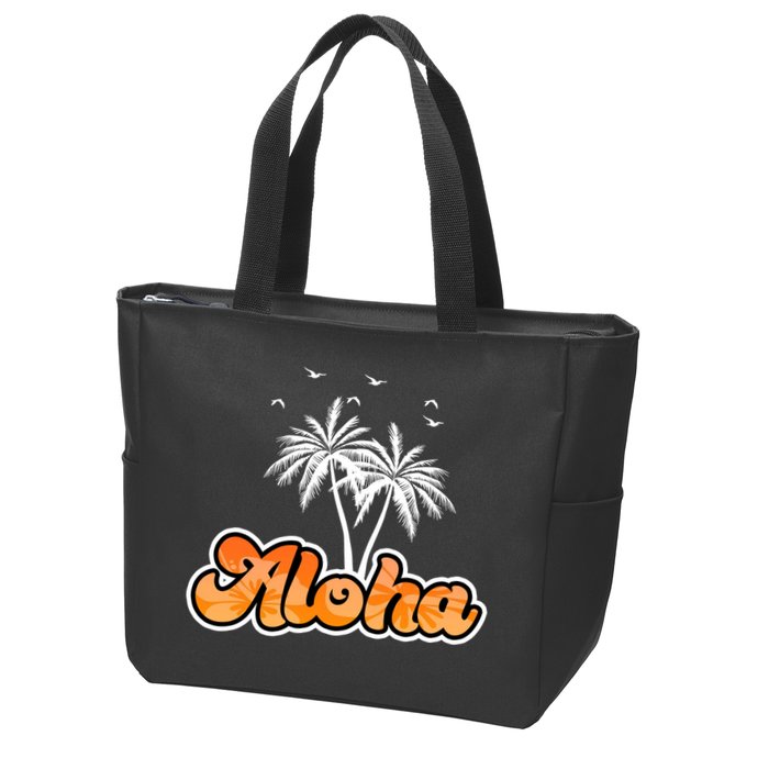 Aloha Palm Trees Hawaii Tropical Zip Tote Bag