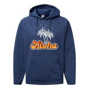 Aloha Palm Trees Hawaii Tropical Performance Fleece Hoodie