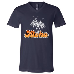 Aloha Palm Trees Hawaii Tropical V-Neck T-Shirt