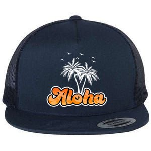 Aloha Palm Trees Hawaii Tropical Flat Bill Trucker Hat