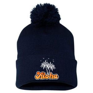 Aloha Palm Trees Hawaii Tropical Pom Pom 12in Knit Beanie