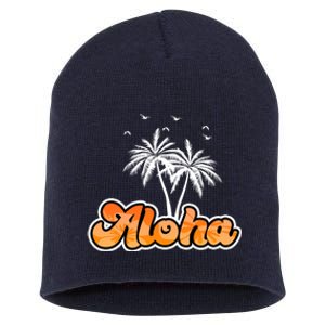 Aloha Palm Trees Hawaii Tropical Short Acrylic Beanie